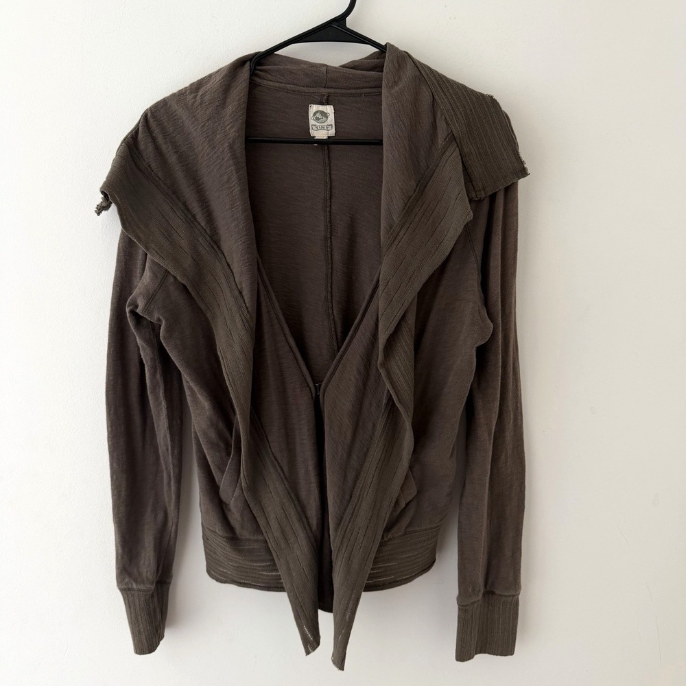 Tiny Anthropologie Waterfall Cardigan Size M Brown Green Lagenlook Grunge